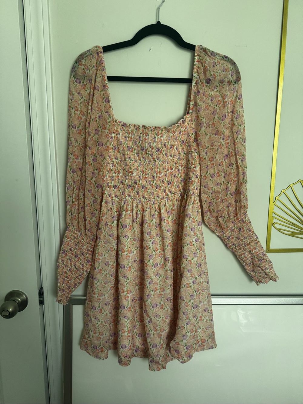 Hill House Home Floral Smocked Georgette Mini dress